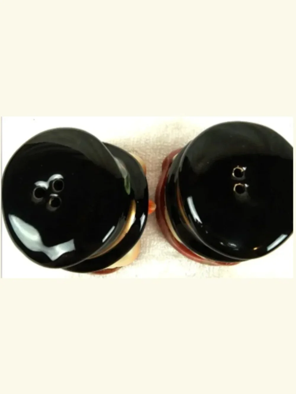 Vintage Snowman Head Salt‎ Pepper Shakers Ceramic Top Hat 3